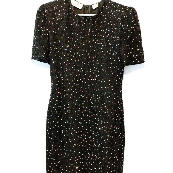 Vintage Laurence Kazar Silk Sequin Dress - Picture 3 of 12